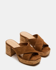 MARSDEN Chestnut Suede Women's Platform Square-Toe Mule Sandal | Steve Madden on Sale