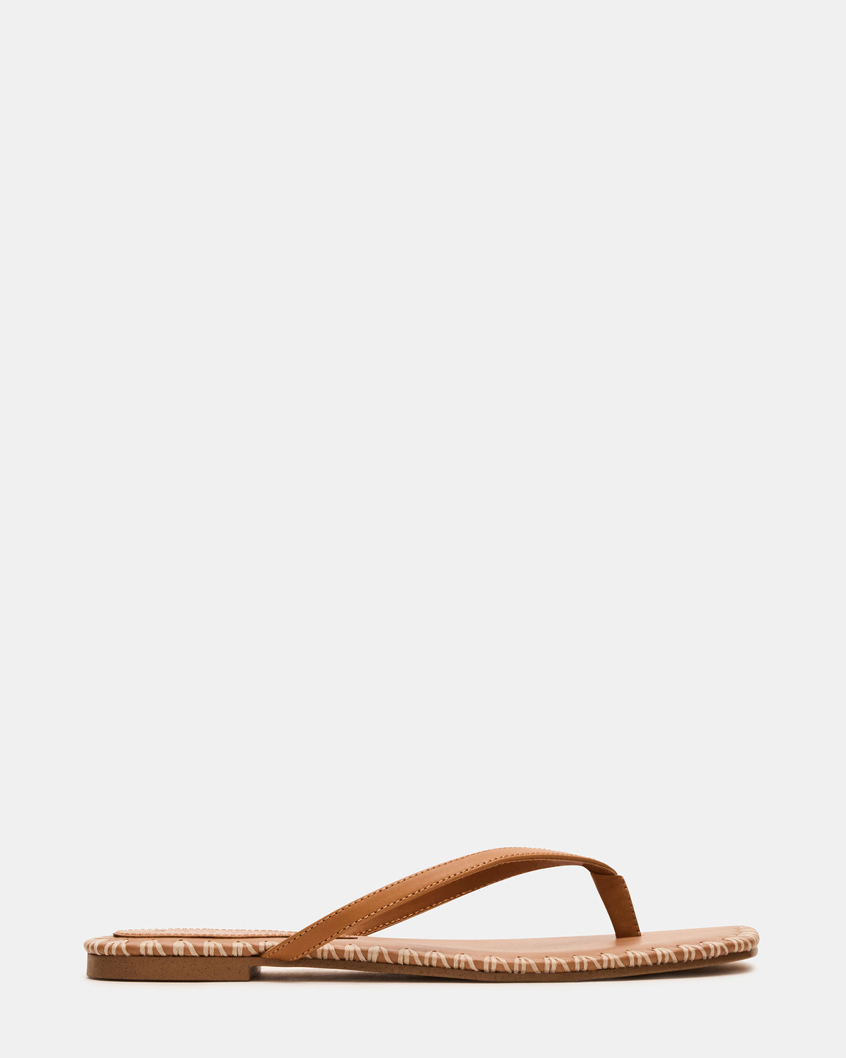 MARELLA Cognac Leather Women's Thong Square-Toe Sandal | Steve Madden US