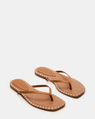 MARELLA Cognac Leather Women's Thong Square-Toe Sandal | Steve Madden US