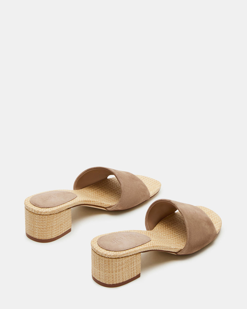 HAILEE Taupe Suede Women's Square-Toe Raffia Block Heel Mule Sandal | Steve Madden discount