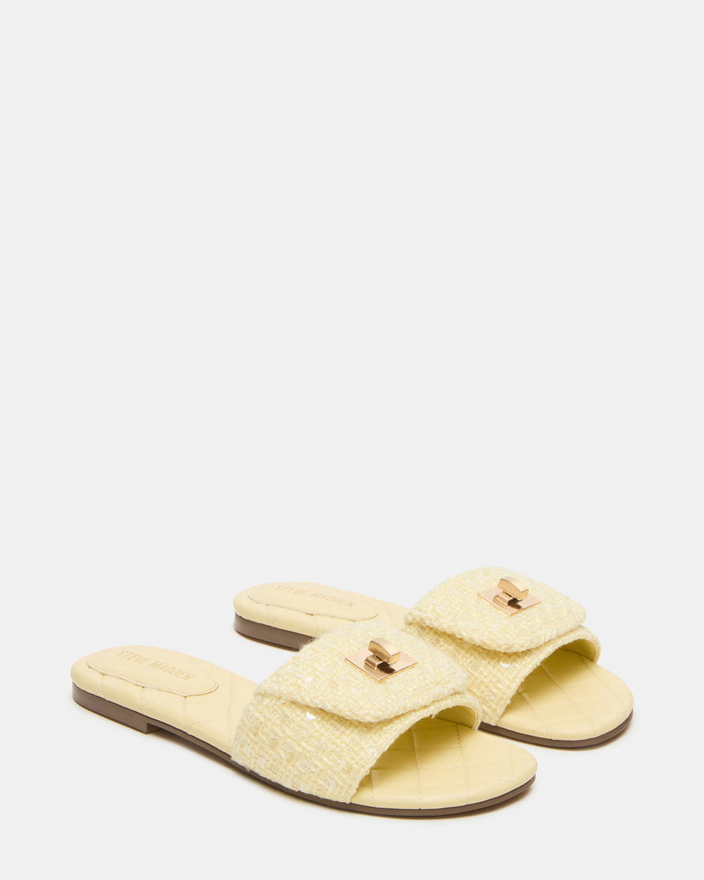 MORELAND Sequin Yellow Quilted Slide Women's Sandal | Steve Madden online
