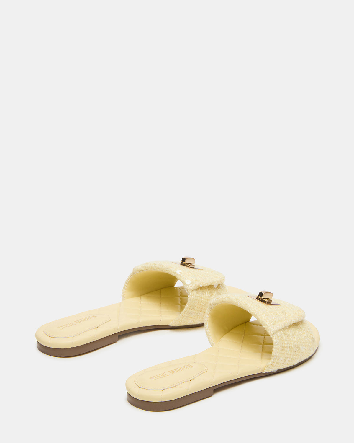 MORELAND Sequin Yellow Quilted Slide Women's Sandal | Steve Madden online