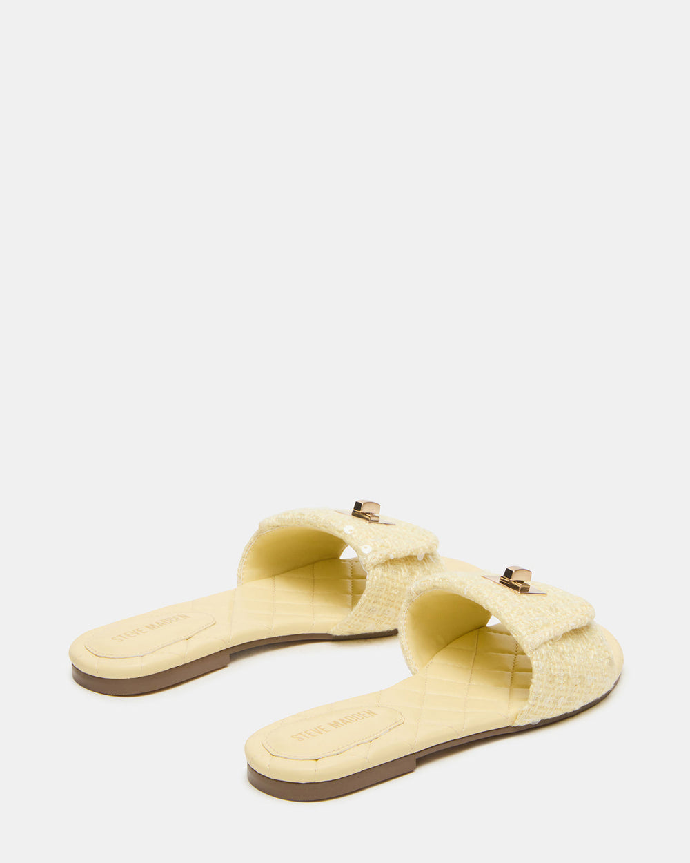 MORELAND Sequin Yellow Quilted Slide Women's Sandal | Steve Madden online