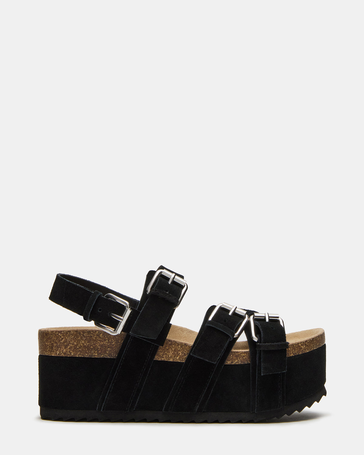 KIWI Black Suede Women's Strappy Platform Sandal | Steve Madden US