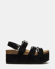 KIWI Black Suede Women's Strappy Platform Sandal | Steve Madden US