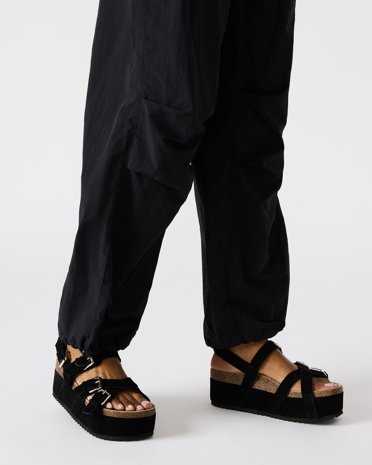 KIWI Black Suede Women's Strappy Platform Sandal | Steve Madden US