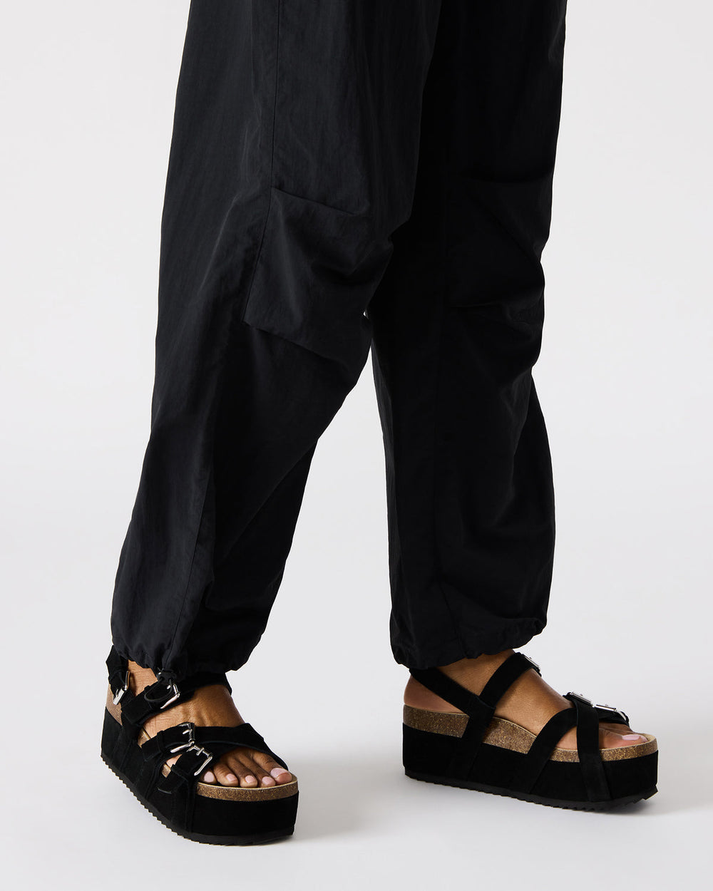 KIWI Black Suede Women's Strappy Platform Sandal | Steve Madden US