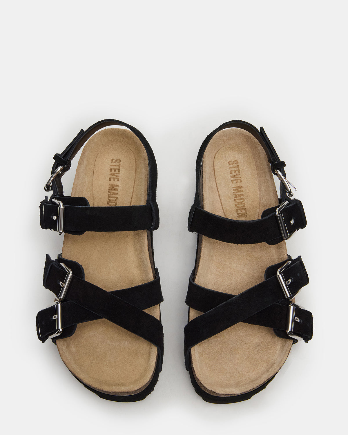 KIWI Black Suede Women's Strappy Platform Sandal | Steve Madden US