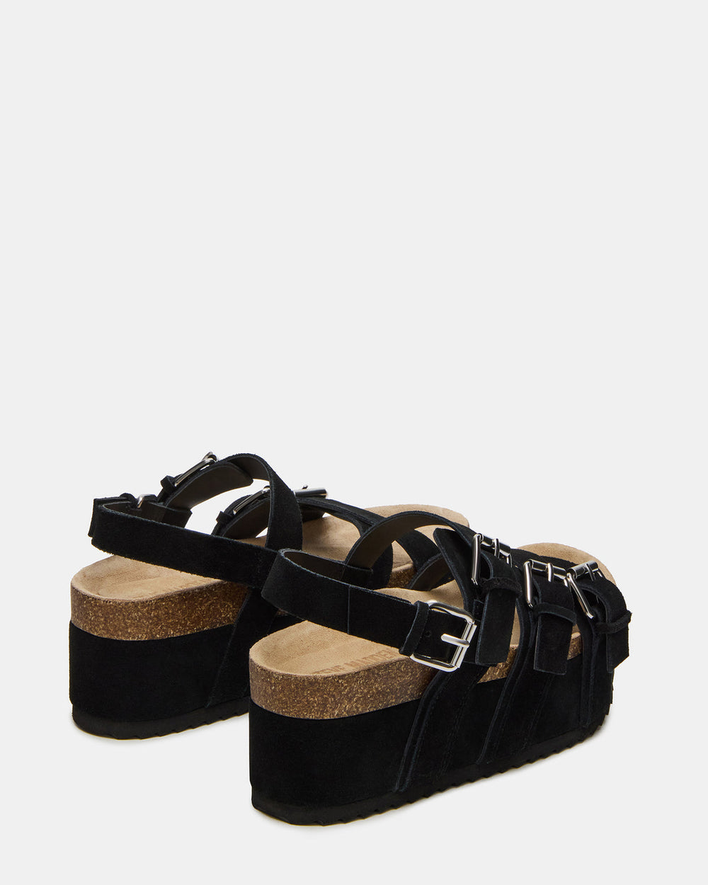KIWI Black Suede Women's Strappy Platform Sandal | Steve Madden US