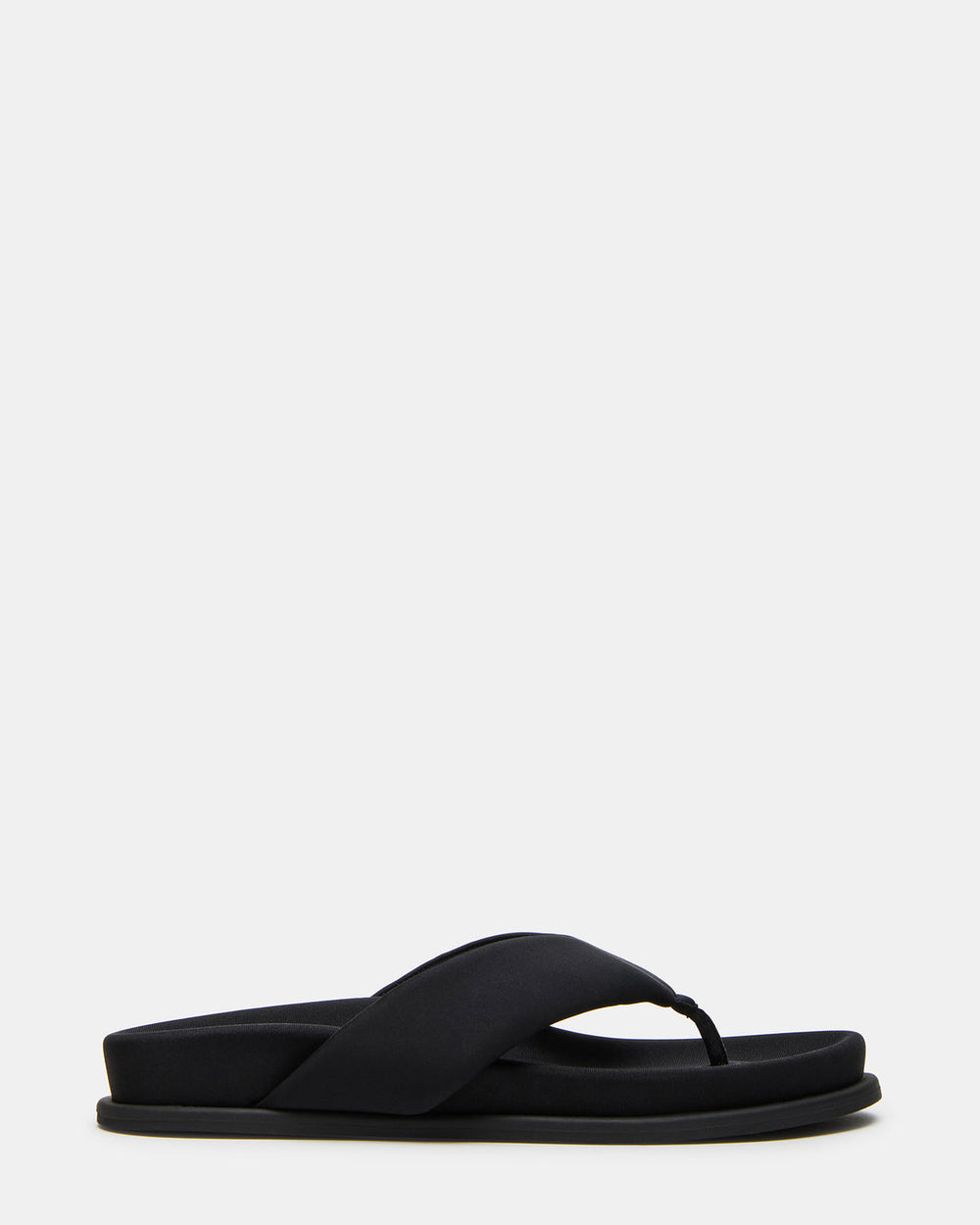 ZINNIA Black Women's Thong Footbed Sandal | Steve Madden discount