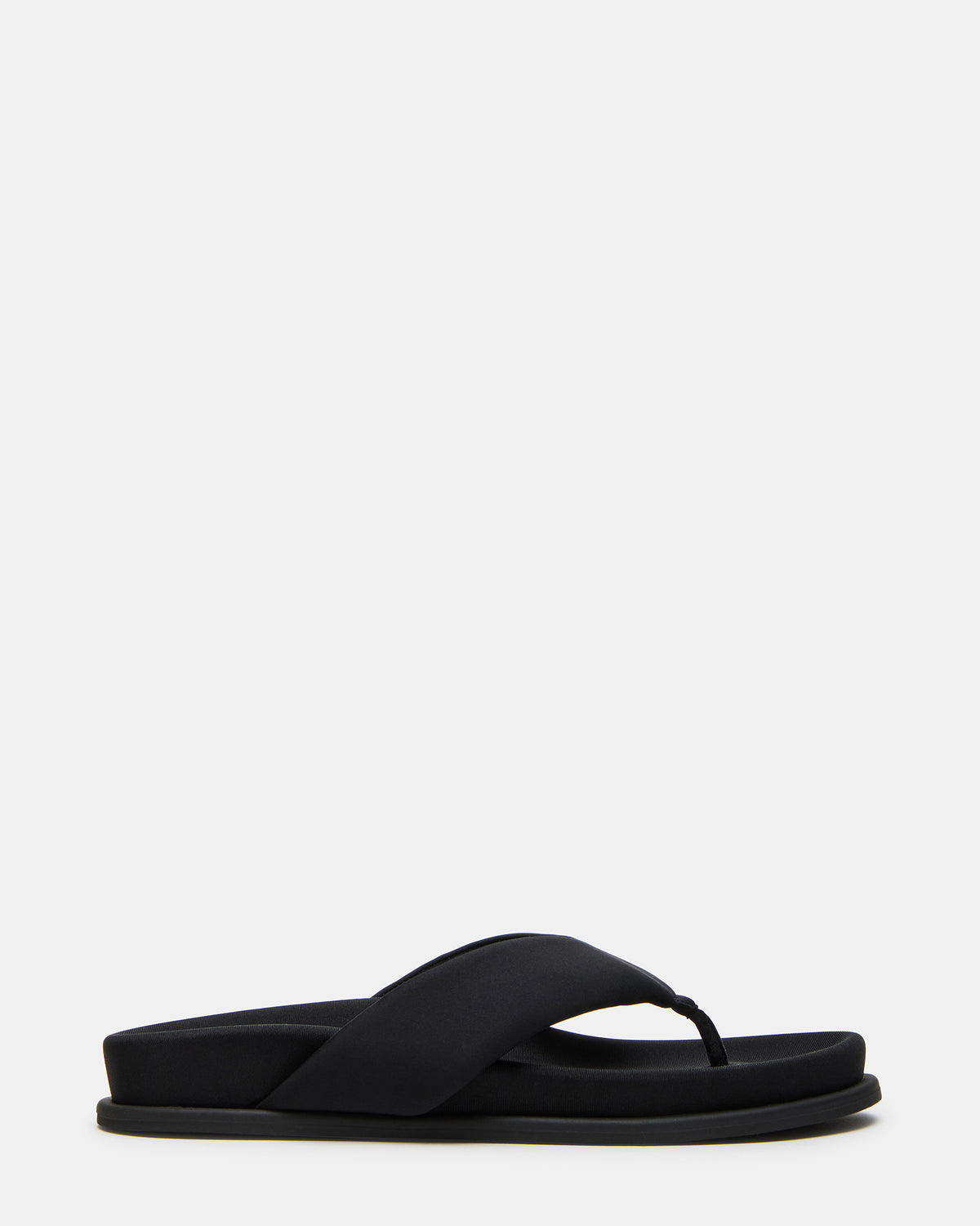 ZINNIA Black Women's Thong Footbed Sandal | Steve Madden discount