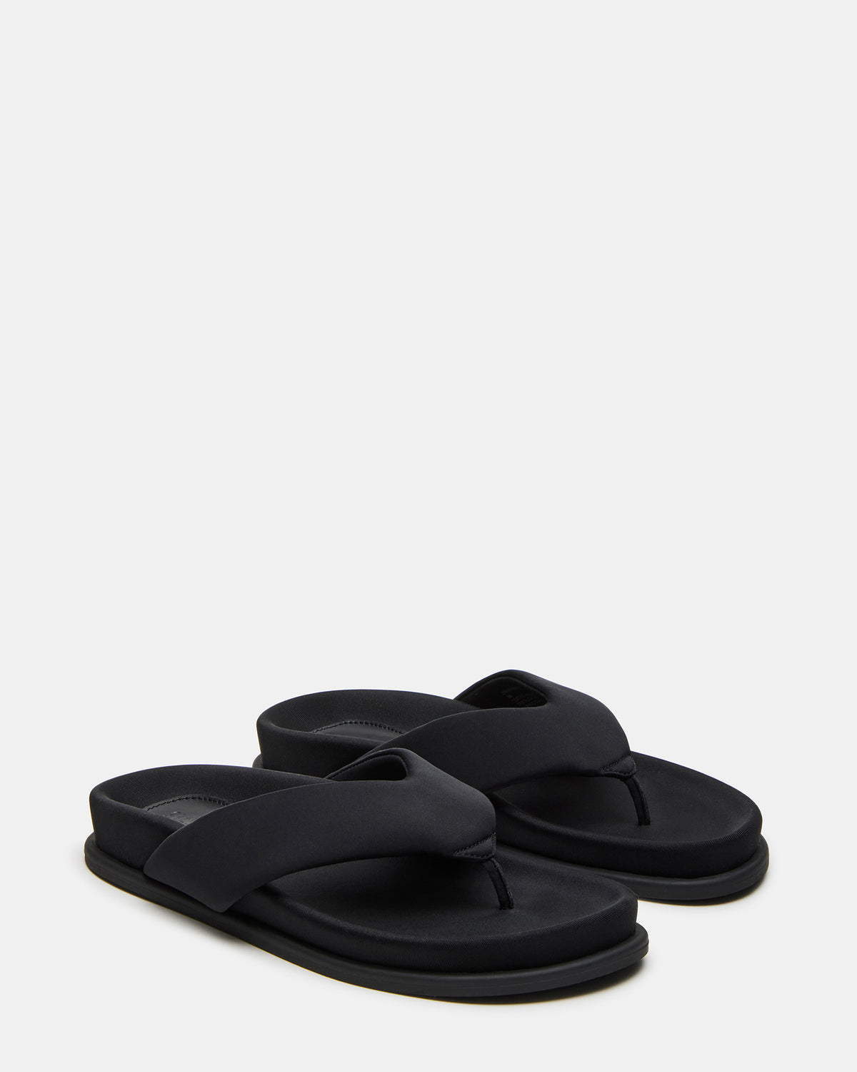 ZINNIA Black Women's Thong Footbed Sandal | Steve Madden discount