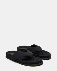 ZINNIA Black Women's Thong Footbed Sandal | Steve Madden discount