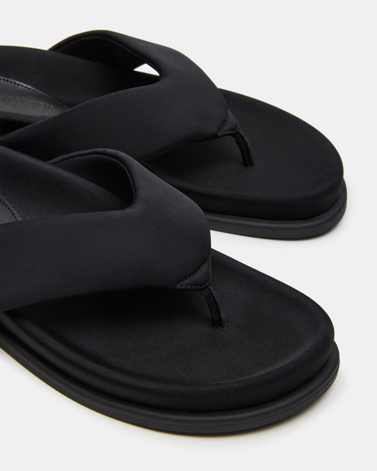 ZINNIA Black Women's Thong Footbed Sandal | Steve Madden discount
