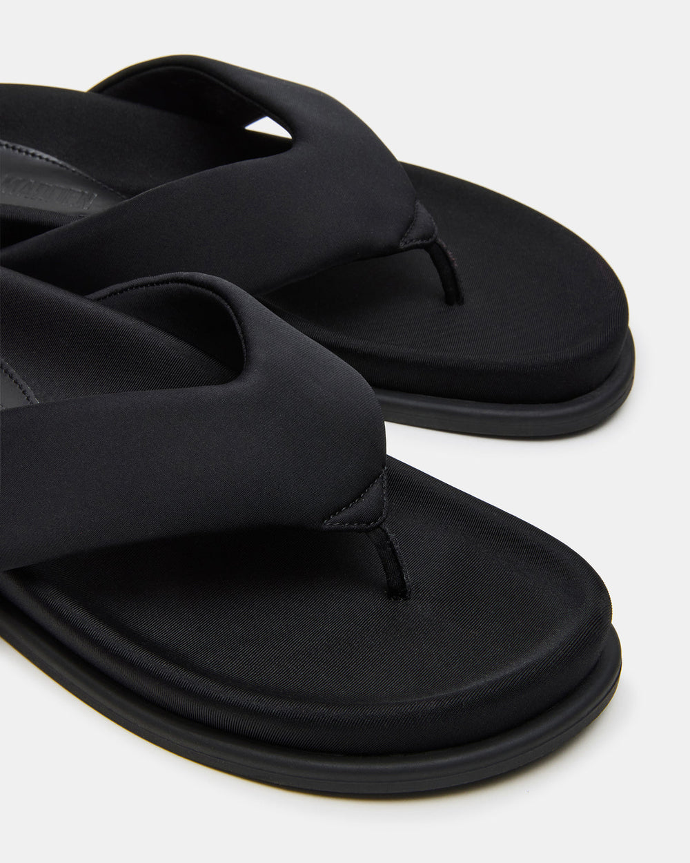 ZINNIA Black Women's Thong Footbed Sandal | Steve Madden discount