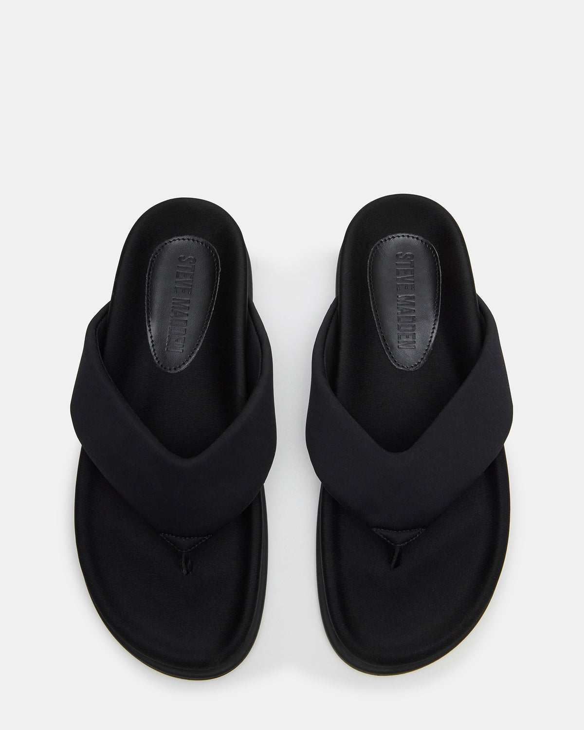 ZINNIA Black Women's Thong Footbed Sandal | Steve Madden discount