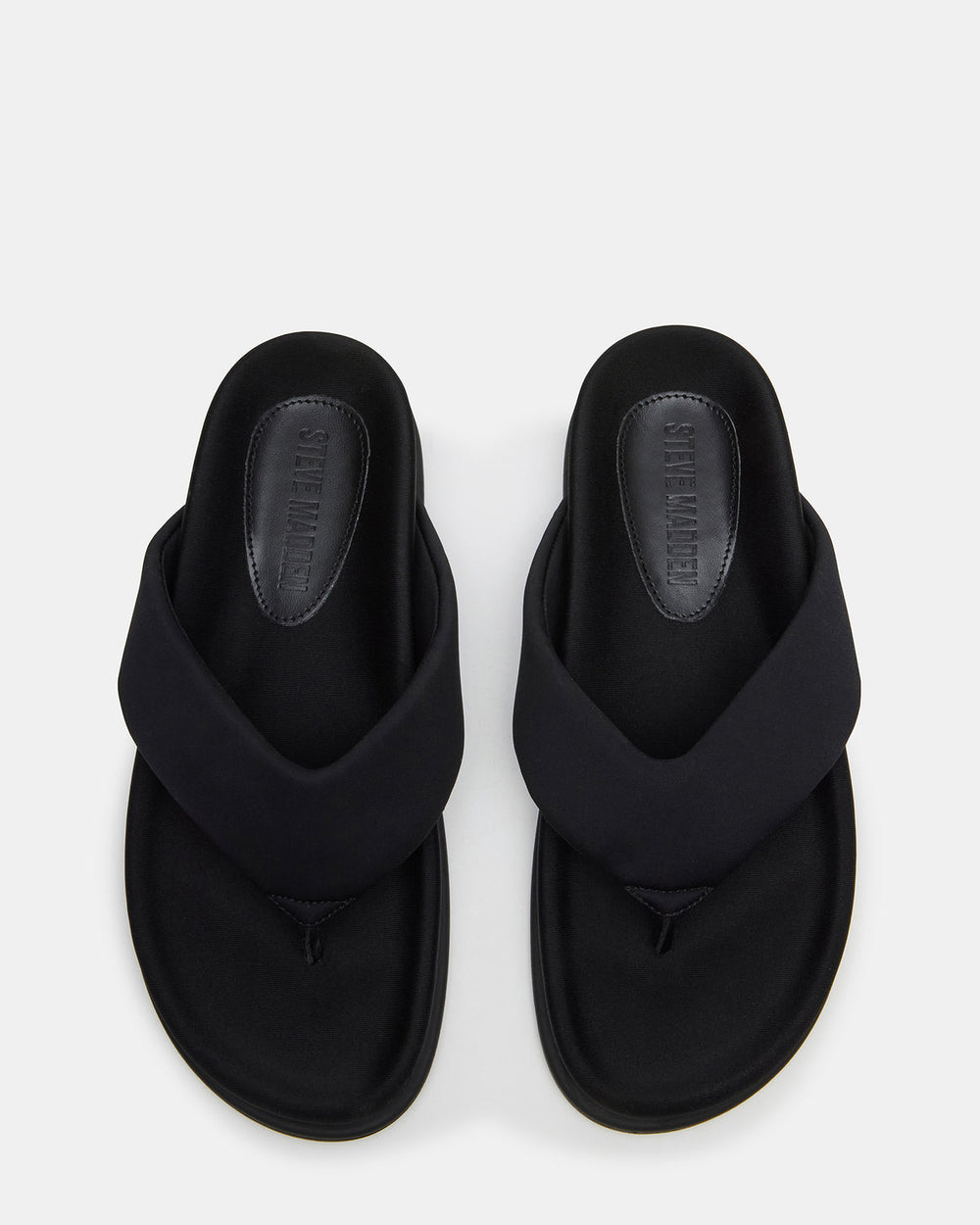 ZINNIA Black Women's Thong Footbed Sandal | Steve Madden discount