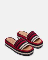 BEACHY Woven Red Multi Platform Slide Women's Sandal | Steve Madden US