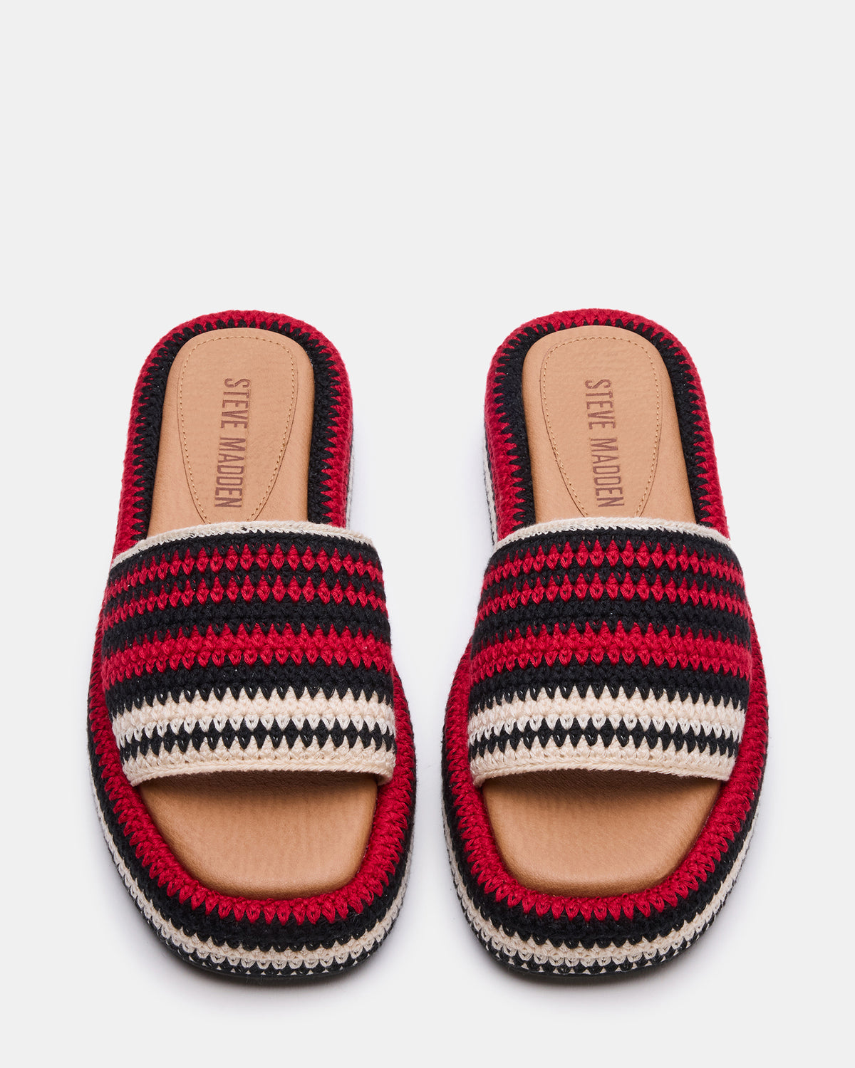 BEACHY Woven Red Multi Platform Slide Women's Sandal | Steve Madden US