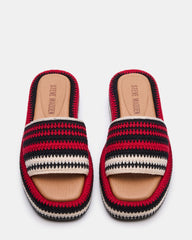 BEACHY Woven Red Multi Platform Slide Women's Sandal | Steve Madden US