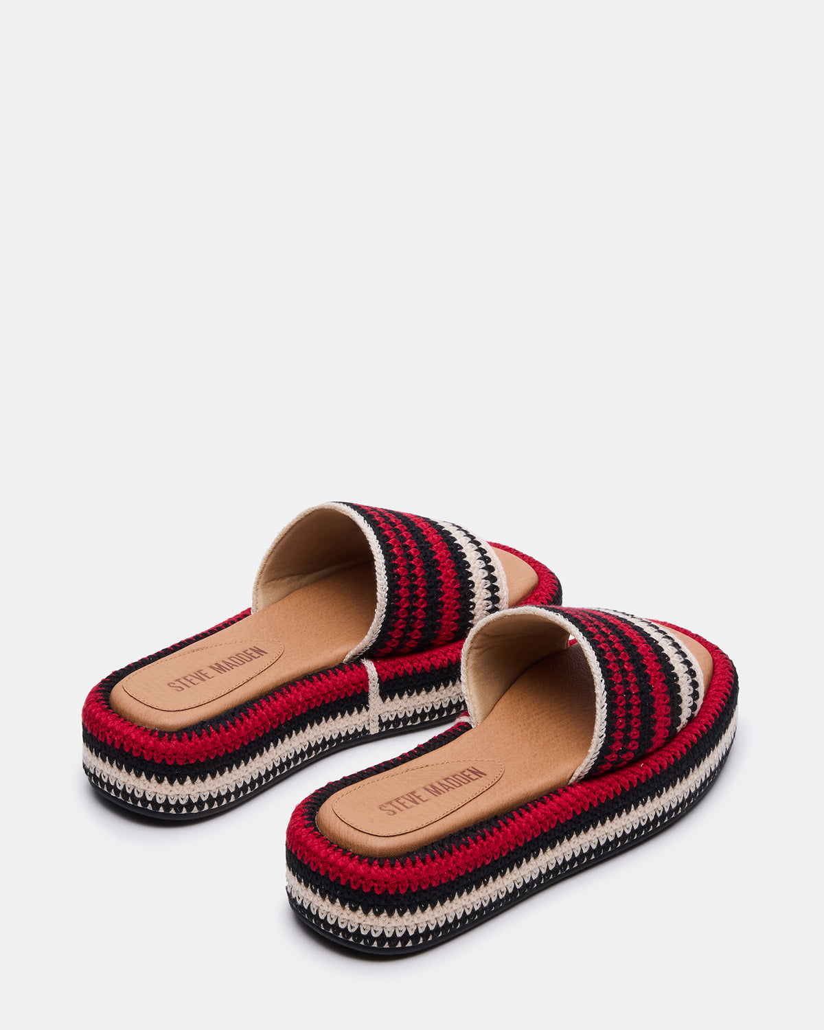 BEACHY Woven Red Multi Platform Slide Women's Sandal | Steve Madden US