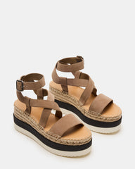 SOREN Taupe Suede Women's Espadrille Sandal | Steve Madden outlet