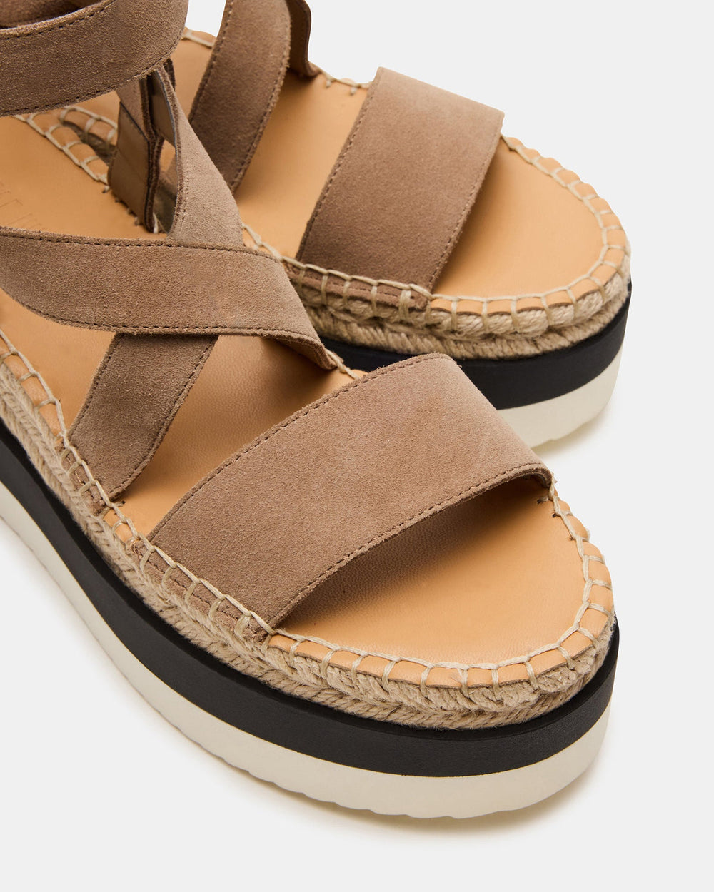 SOREN Taupe Suede Women's Espadrille Sandal | Steve Madden outlet