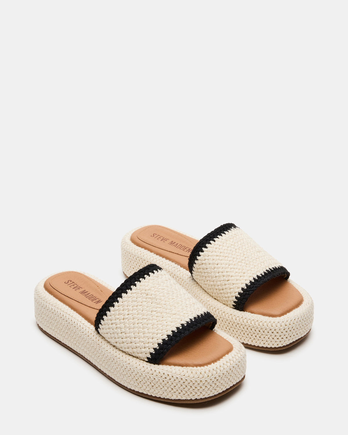 BEACHY Woven Cream Multi Platform Slide Women's Sandal | Steve Madden near me