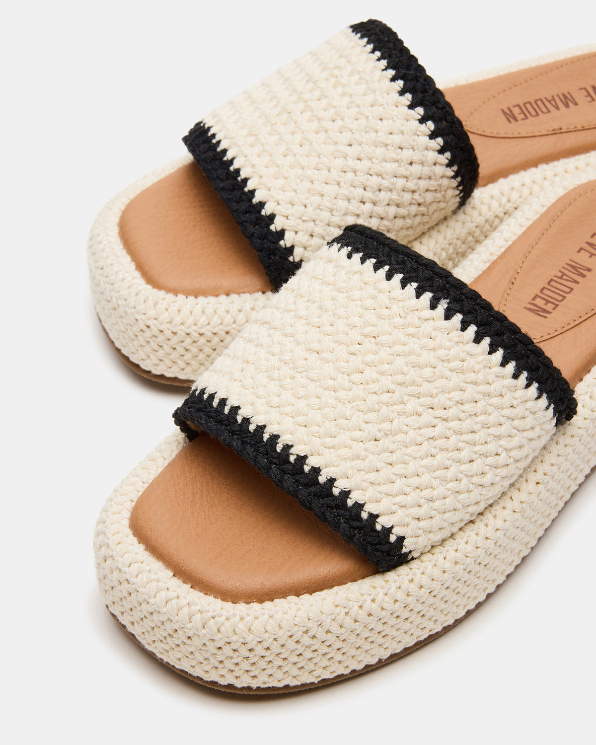 BEACHY Woven Cream Multi Platform Slide Women's Sandal | Steve Madden near me