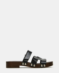 CANAL Black Patent Wood Bottom Slide Women's Sandal | Steve Madden discount