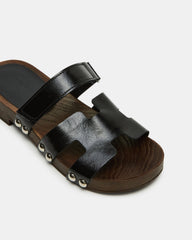 CANAL Black Patent Wood Bottom Slide Women's Sandal | Steve Madden discount
