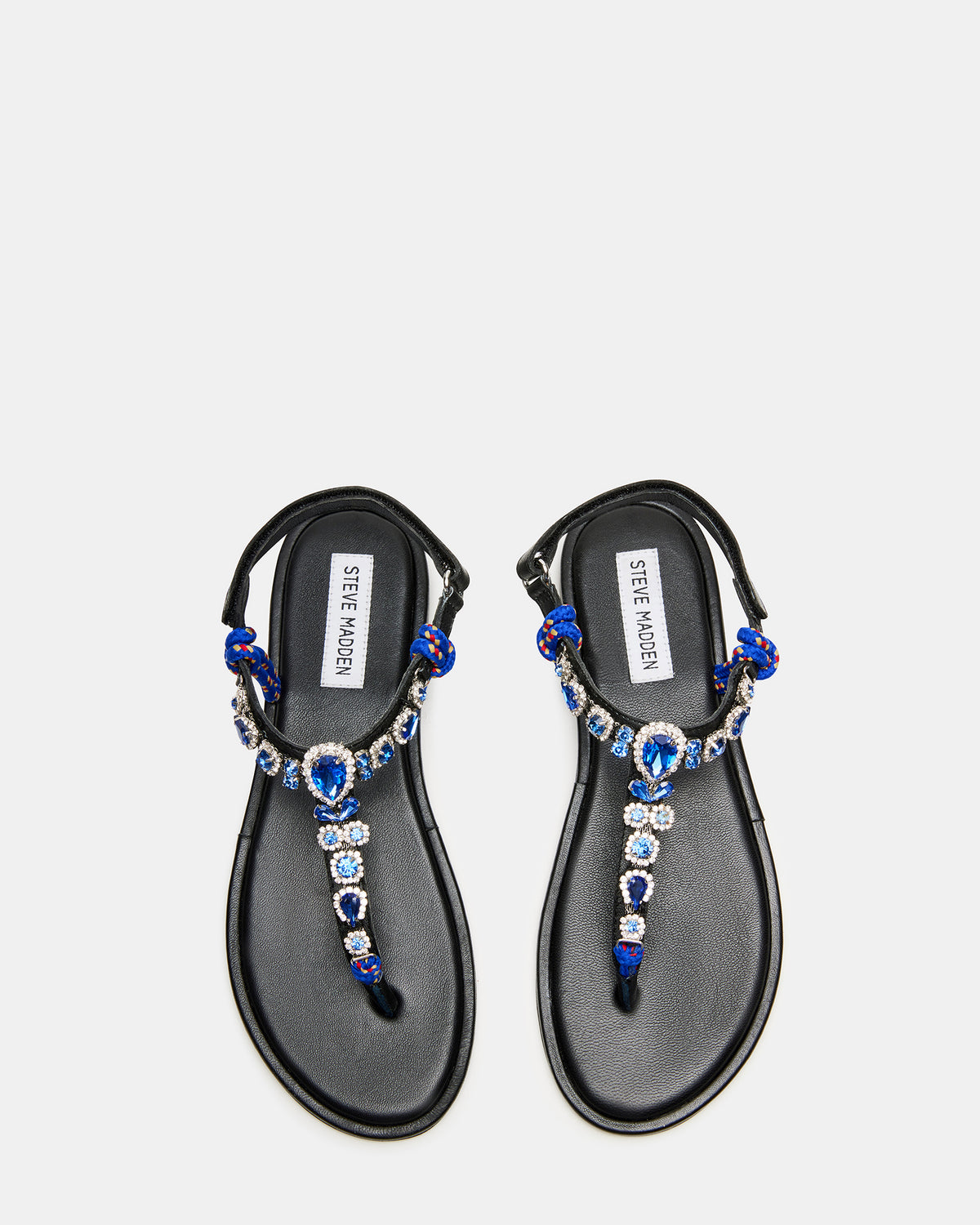 SOLITA Blue Multi Rhinestone Ornament Thong Sandal | Women's Sandals | Steve Madden online