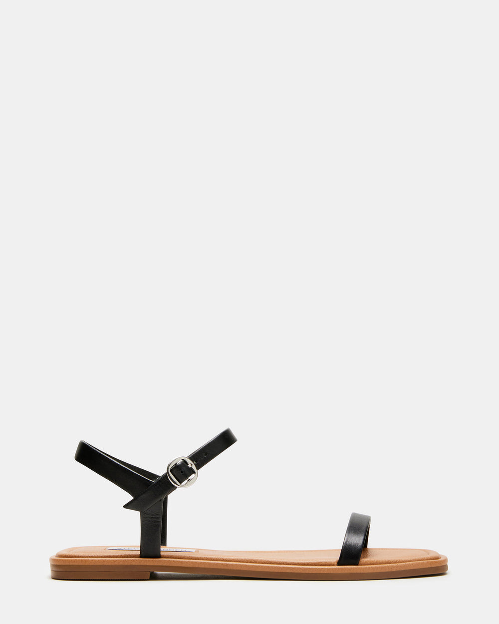 CAMARI Black Leather Square Toe Strappy Sandal | Women's Sandals | Steve Madden Sale