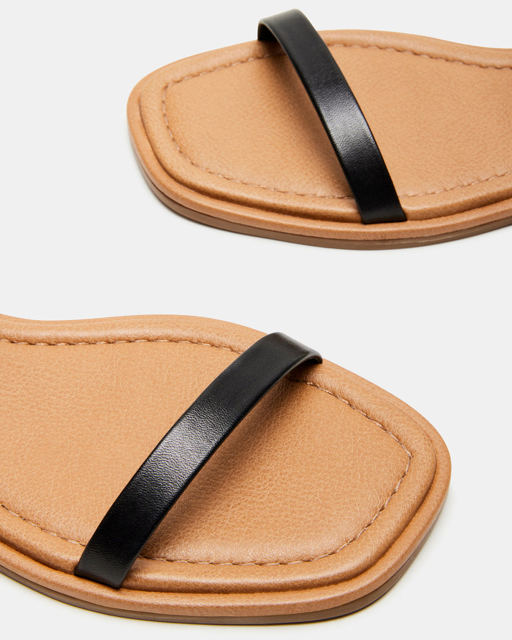 CAMARI Black Leather Square Toe Strappy Sandal | Women's Sandals | Steve Madden Sale