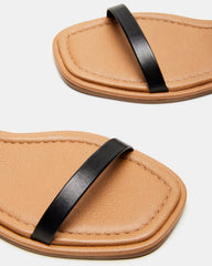 CAMARI Black Leather Square Toe Strappy Sandal | Women's Sandals | Steve Madden Sale