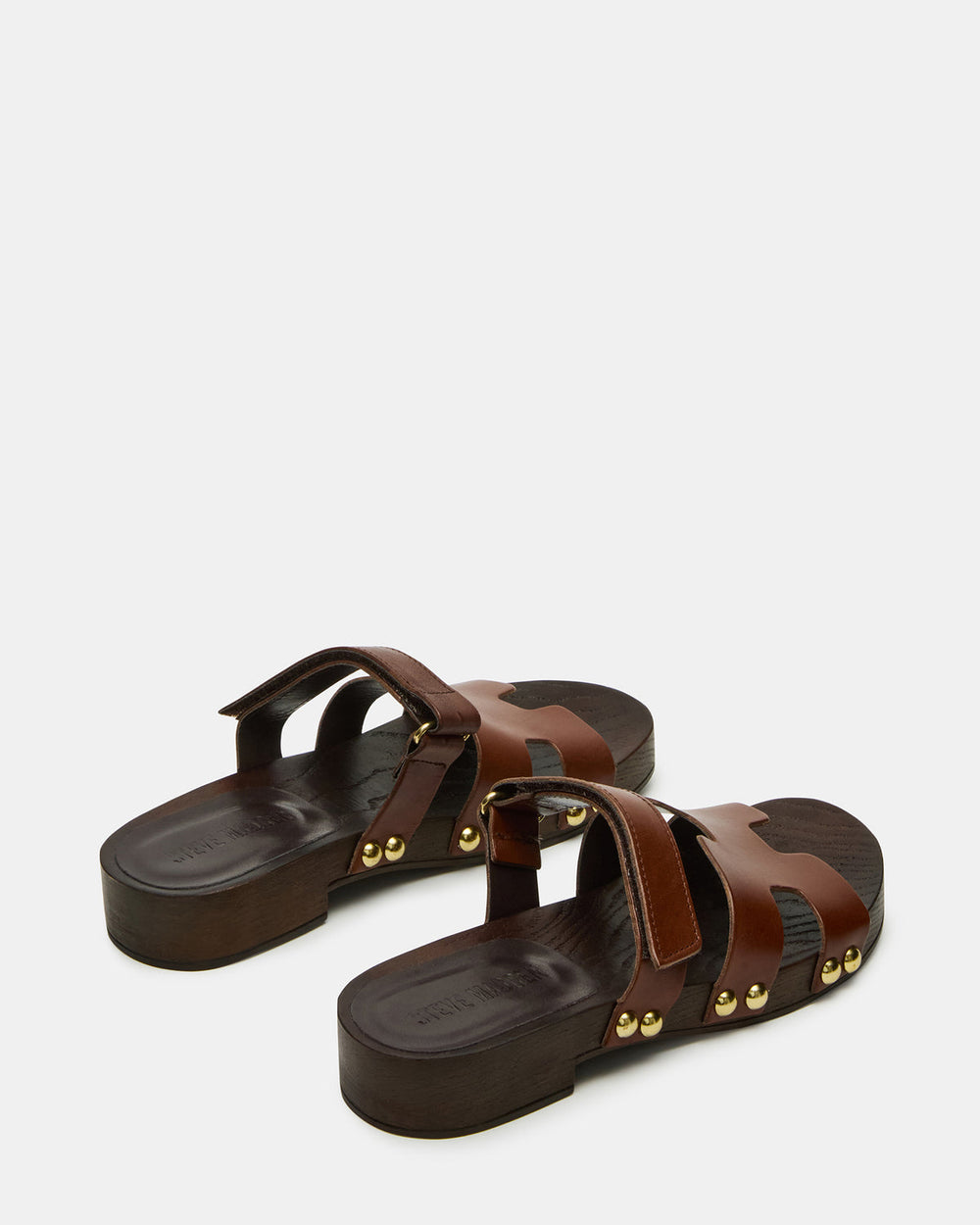 CANAL Brown Leather Wood Bottom Slide Women's Sandal | Steve Madden for Sale