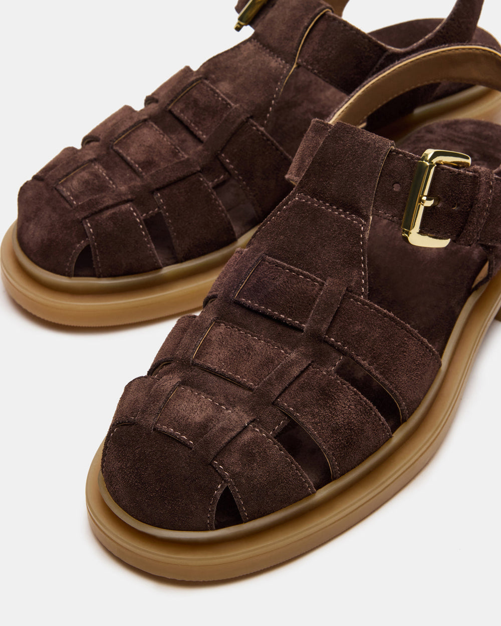 TOPE Chocolate Brown Suede Strappy Fisherman Women's Sandal | Steve Madden on Sale
