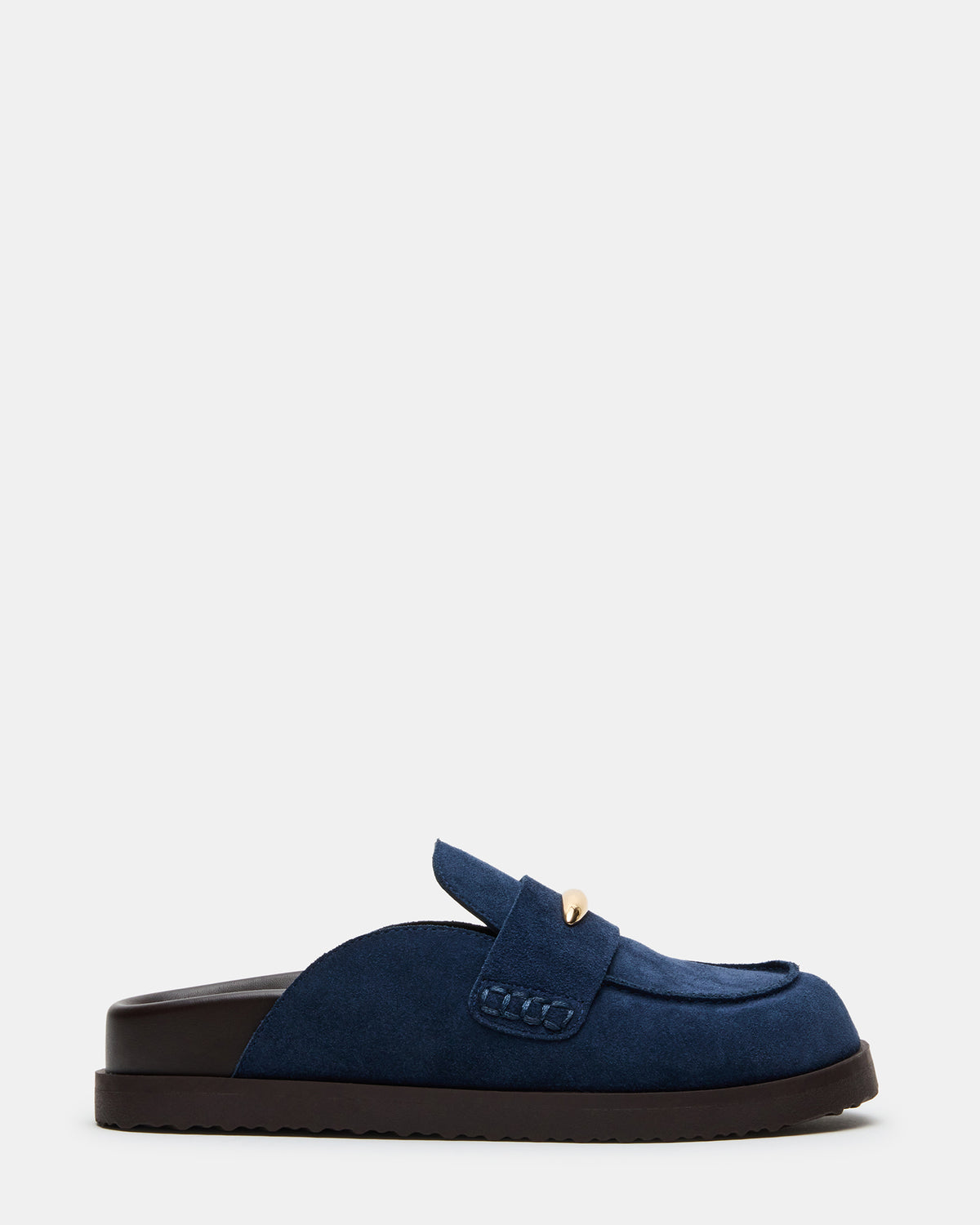 TOBIN Navy Suede Slip-On Mule Women's Flat | Steve Madden near me