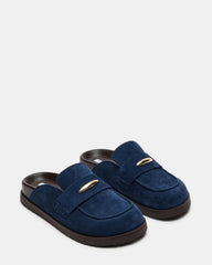 TOBIN Navy Suede Slip-On Mule Women's Flat | Steve Madden near me