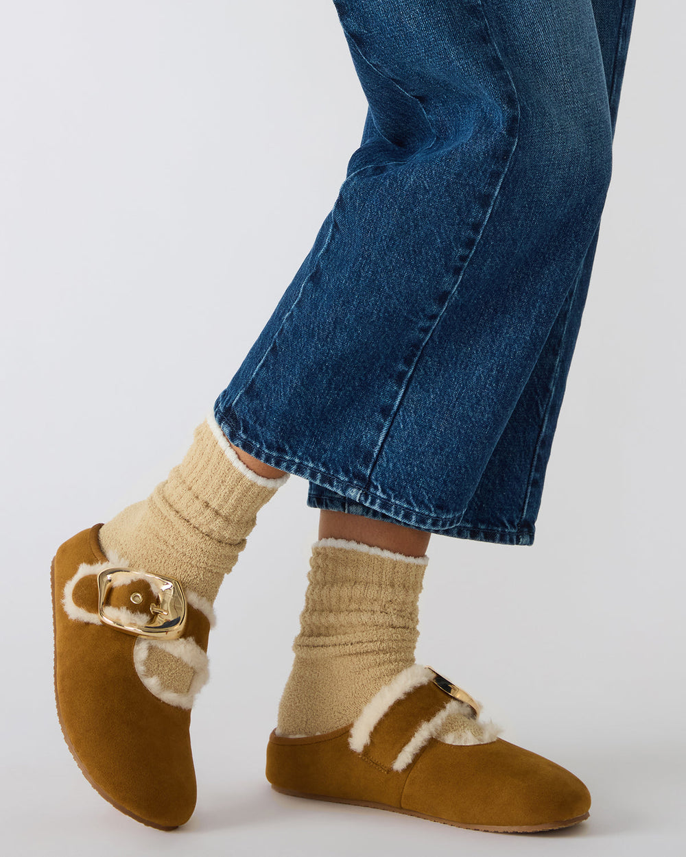 CLOUDY Chestnut Slip-On Mule Mary Jane Faux Fur Women's Flat | Steve Madden discount