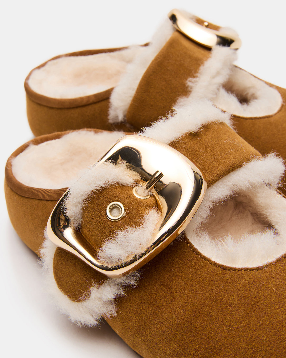 CLOUDY Chestnut Slip-On Mule Mary Jane Faux Fur Women's Flat | Steve Madden discount