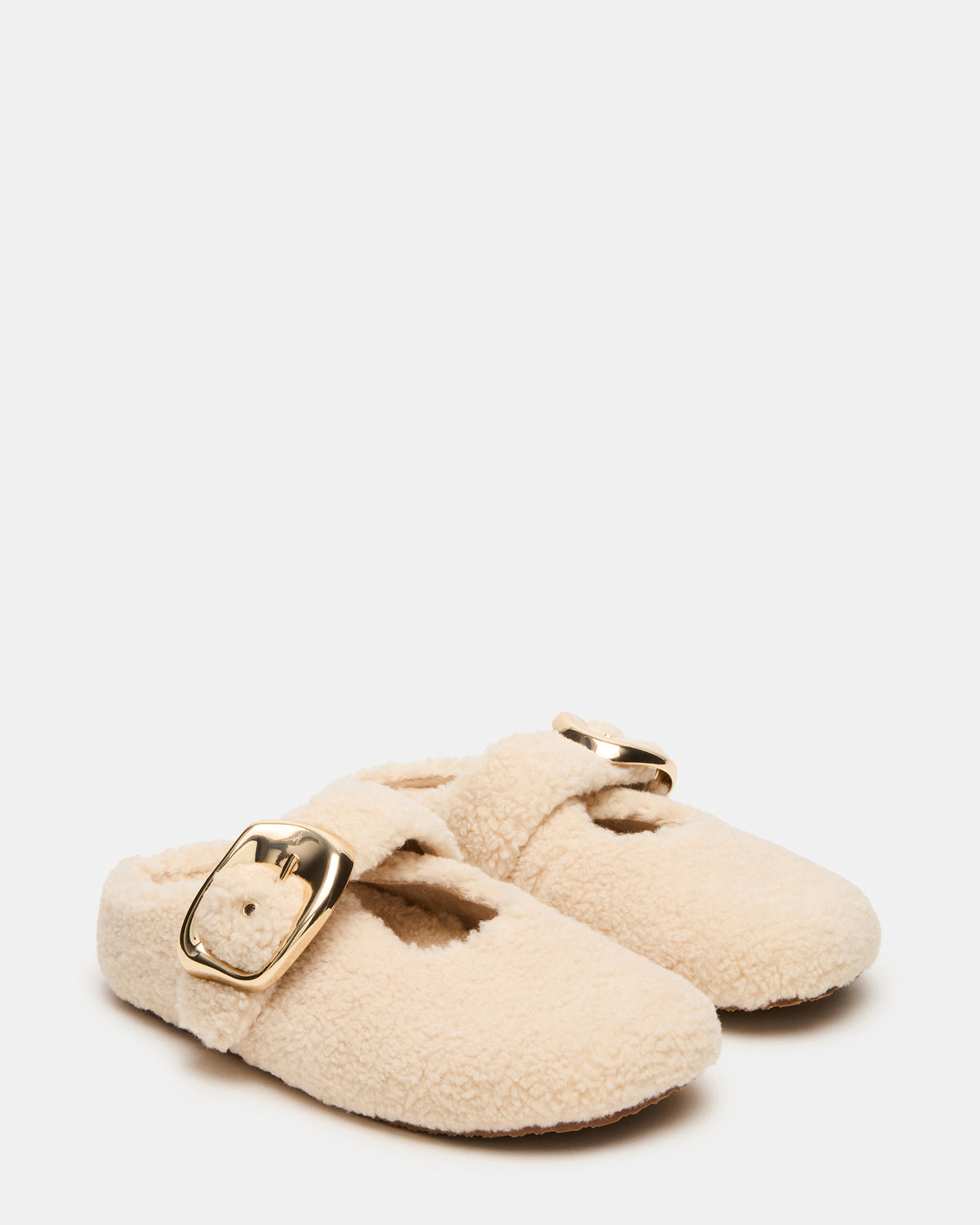 CLOUDY Natural Slip-On Mule Mary Jane Faux Fur Women's Flat | Steve Madden online
