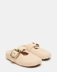 CLOUDY Natural Slip-On Mule Mary Jane Faux Fur Women's Flat | Steve Madden online