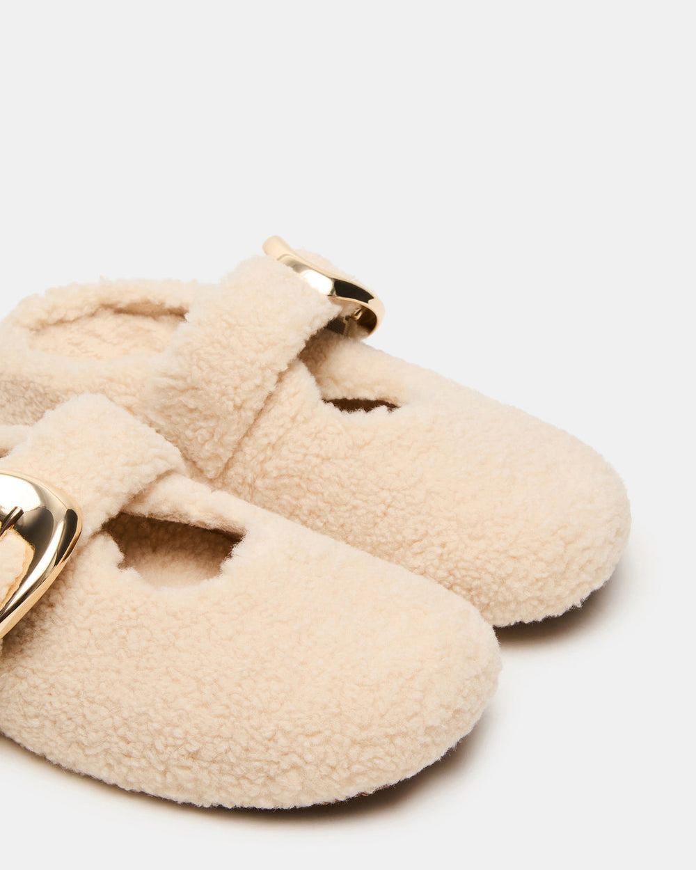 CLOUDY Natural Slip-On Mule Mary Jane Faux Fur Women's Flat | Steve Madden online