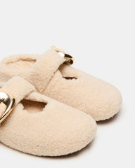 CLOUDY Natural Slip-On Mule Mary Jane Faux Fur Women's Flat | Steve Madden online