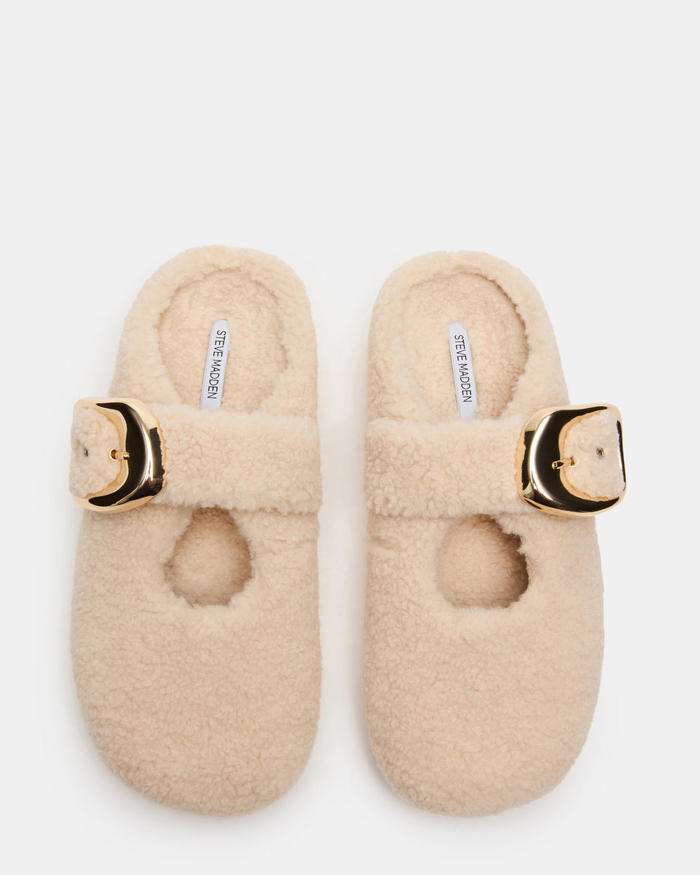CLOUDY Natural Slip-On Mule Mary Jane Faux Fur Women's Flat | Steve Madden online