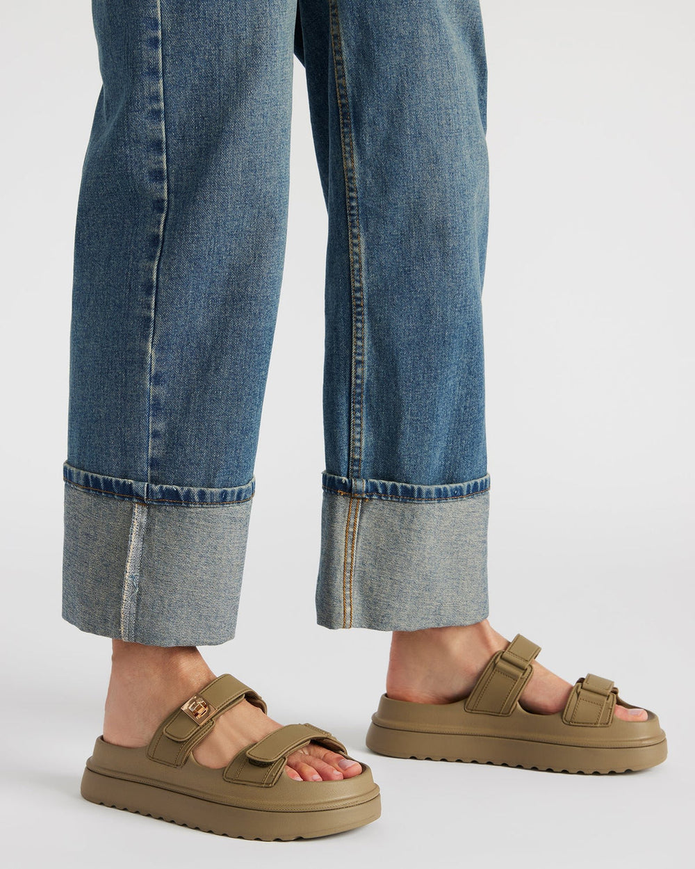 BIGSCHMONA JELLY Olive Women's Platform Slide Sandal | Steve Madden US