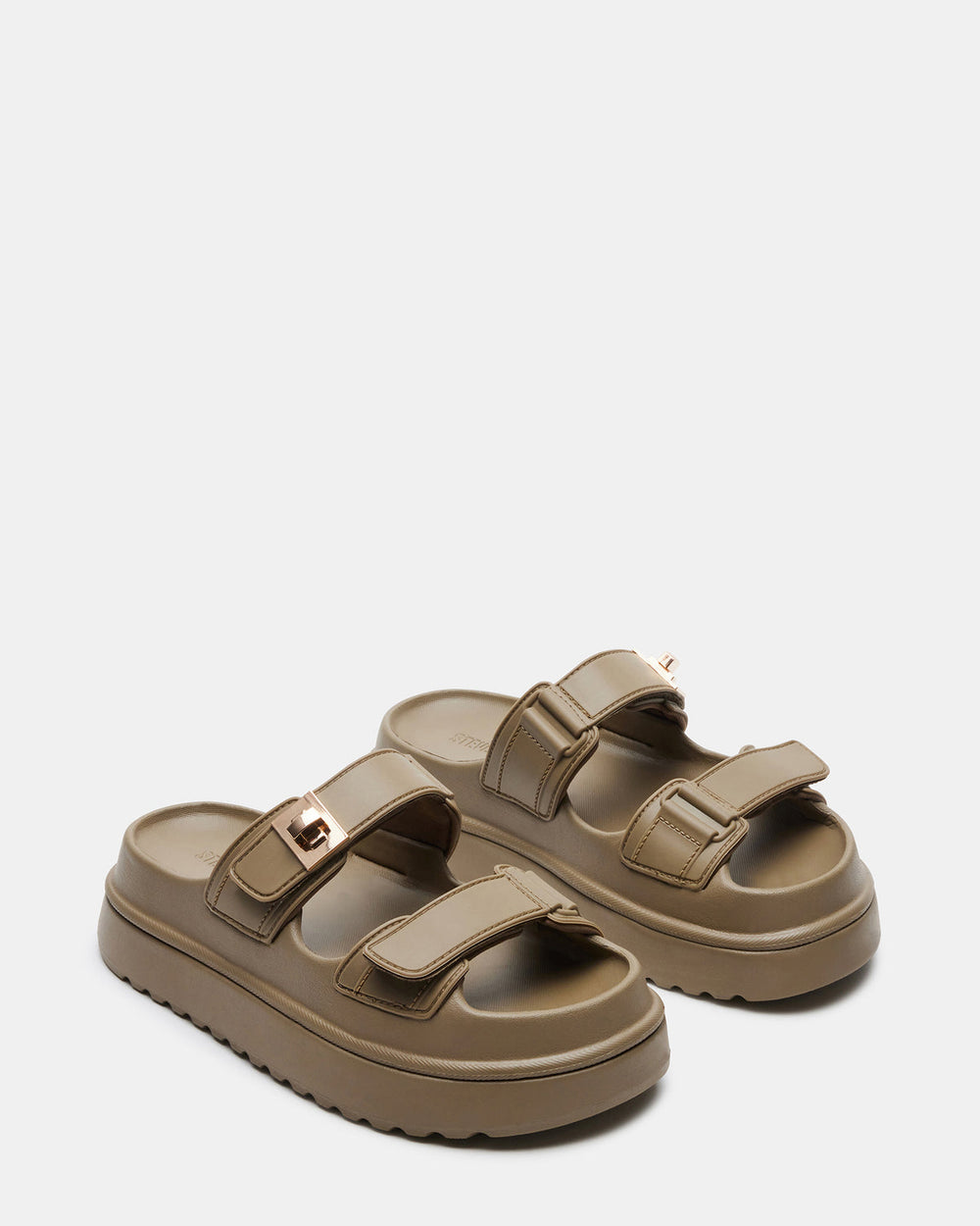 BIGSCHMONA JELLY Olive Women's Platform Slide Sandal | Steve Madden US