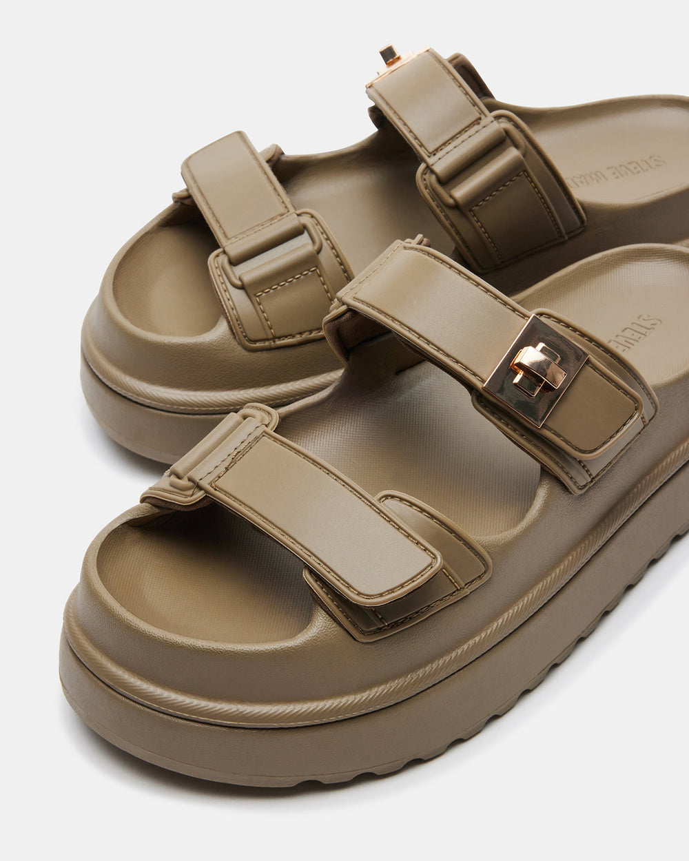 BIGSCHMONA JELLY Olive Women's Platform Slide Sandal | Steve Madden US