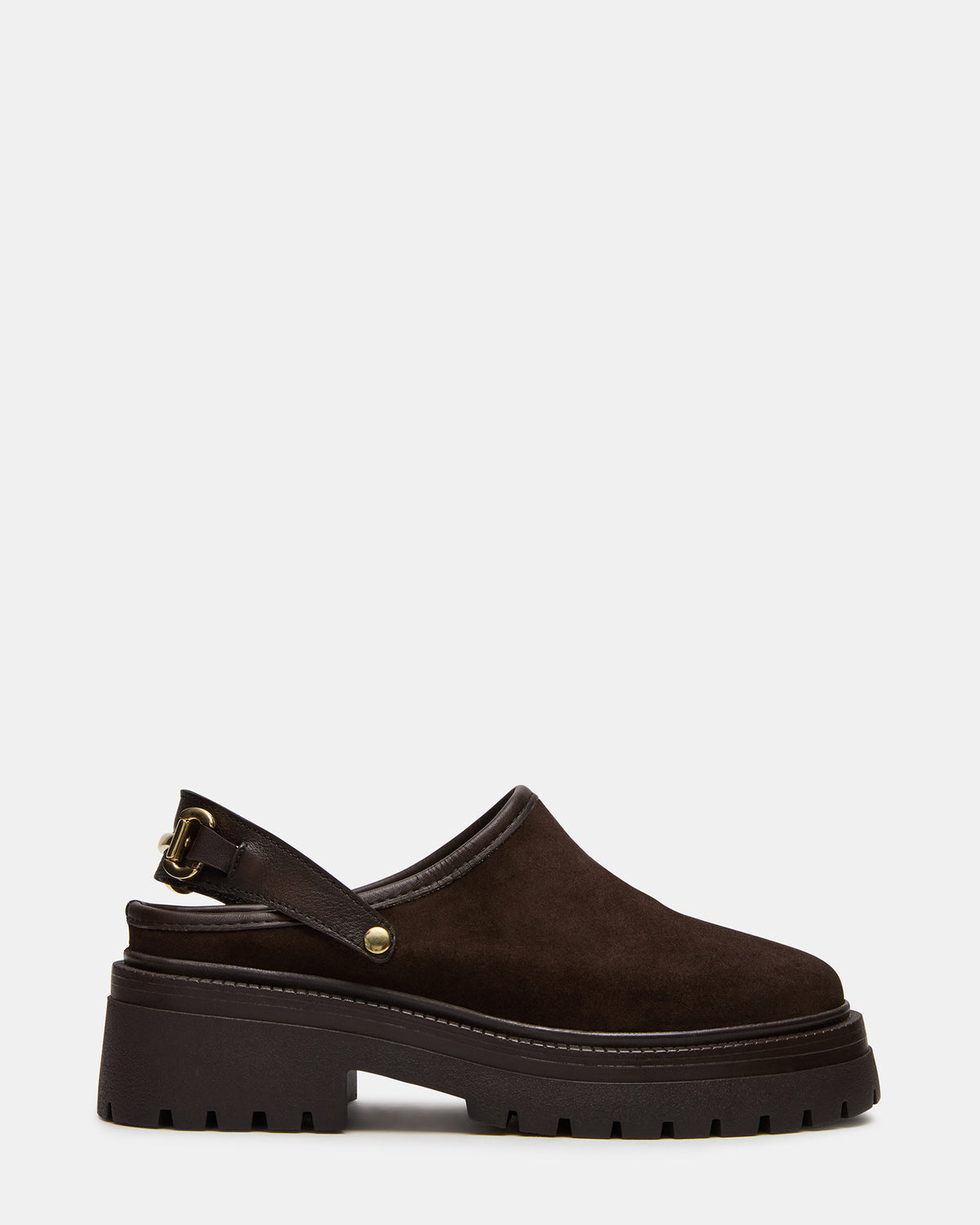 ERBA Brown Suede Platform Lug Slingback Clog Women's Flat | Steve Madden outlet